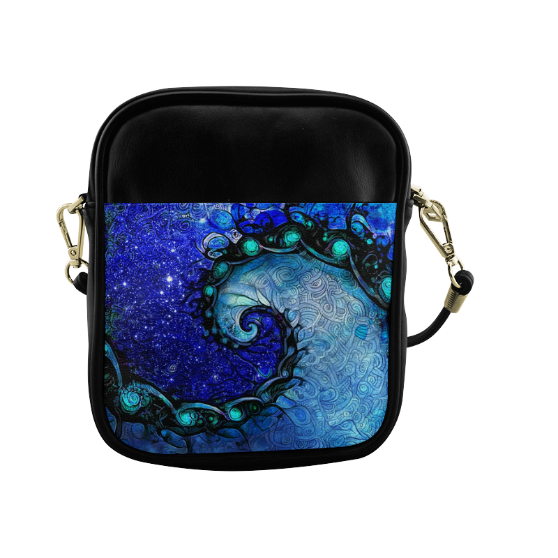 Scorpio Spiral Sling Bag -- Nocturne of Scorpio Fractal Astrology Sling Bag (Model 1627)