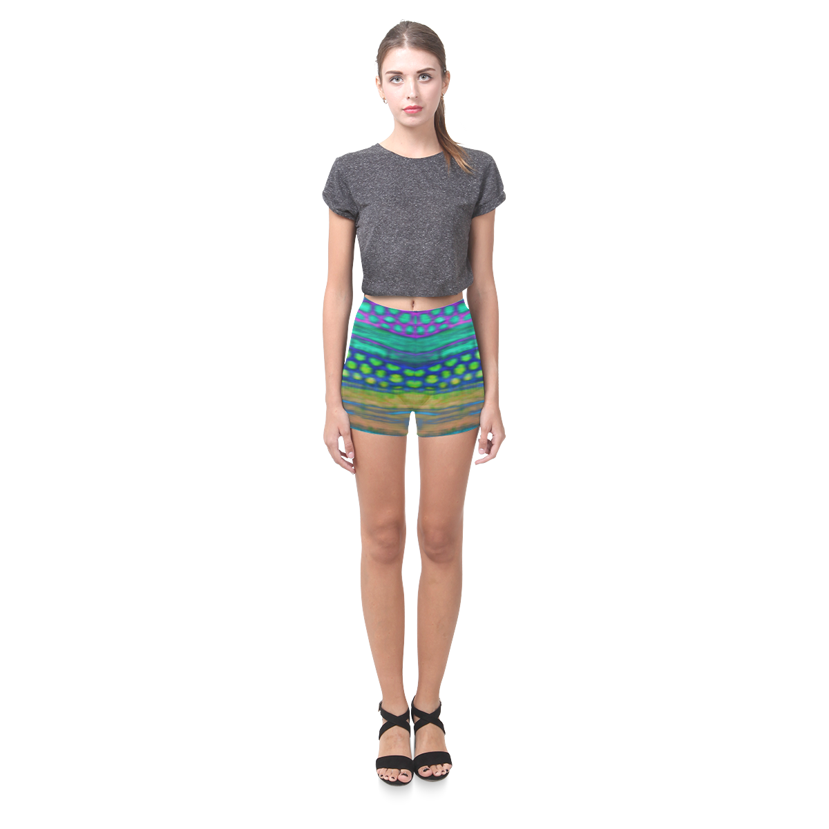 Abstract Pattern 6 Briseis Skinny Shorts (Model L04)
