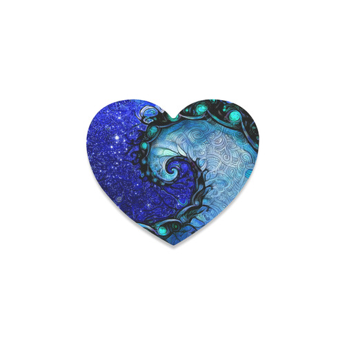Scorpio Spiral Coaster Heart -- Nocturne of Scorpio Fractal Astrology Heart Coaster