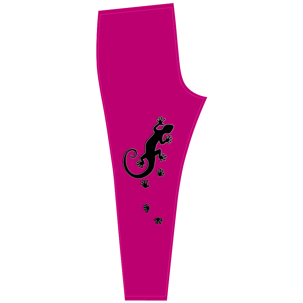 RUNNING GECKO with footsteps black Cassandra Women's Leggings (Model L01)