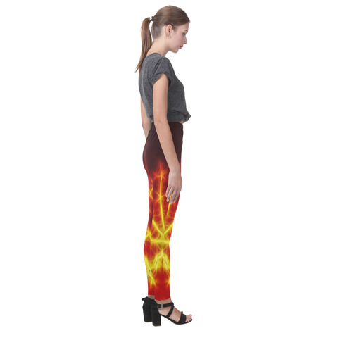 Fractal Explosion In Red And Yellow Cassandra Women's Leggings (Model L01)
