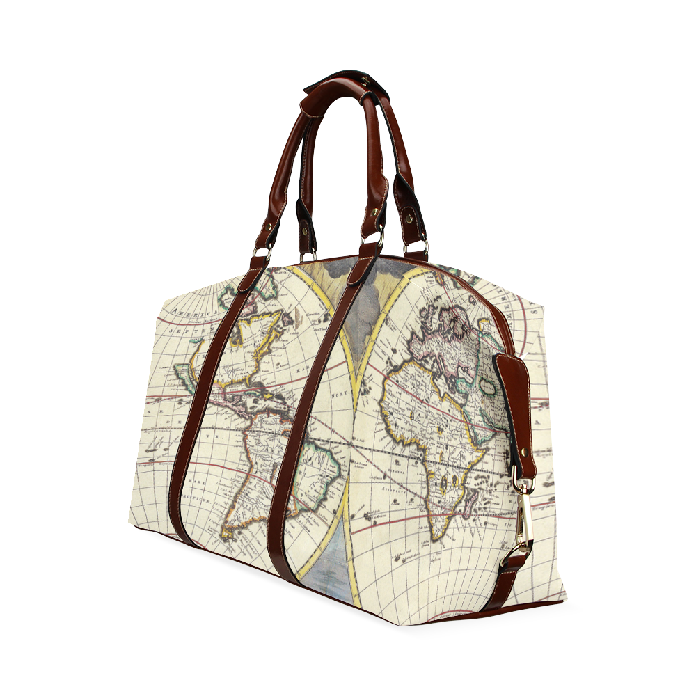 Vintage Retro World Map 14 Classic Travel Bag (Model 1643)