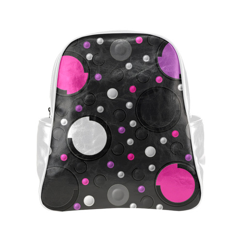 Pink Purple Circles Multi-Pockets Backpack (Model 1636)