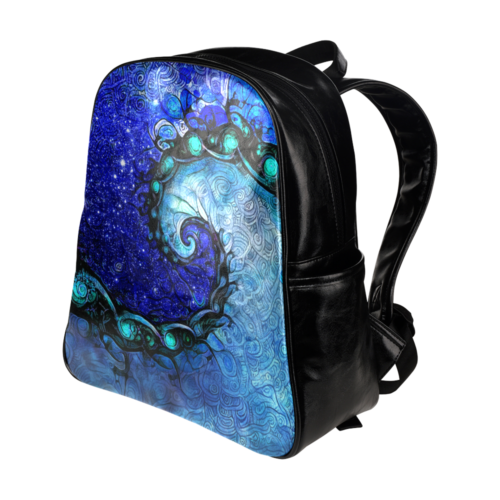 Scorpio Spiral Black Pocketed Backpack -- Nocturne of Scorpio Fractal Astrology Multi-Pockets Backpack (Model 1636)