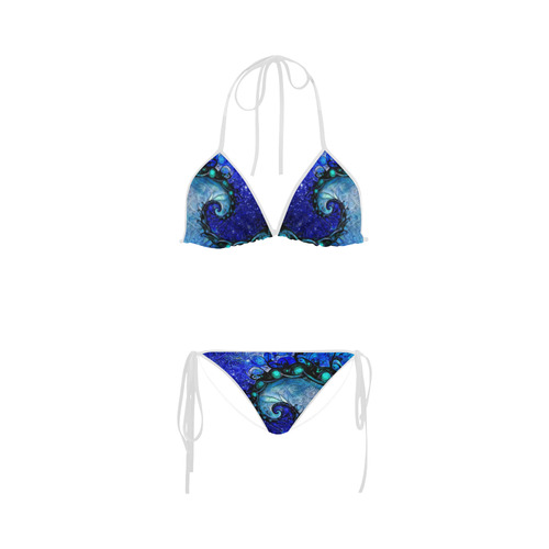 Scorpio Wave White Bikini -- Nocturne of Scorpio Fractal Astrology Custom Bikini Swimsuit