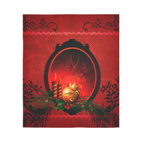 Christmas, christmas balls and candle Cotton Linen Wall Tapestry 51"x 60"