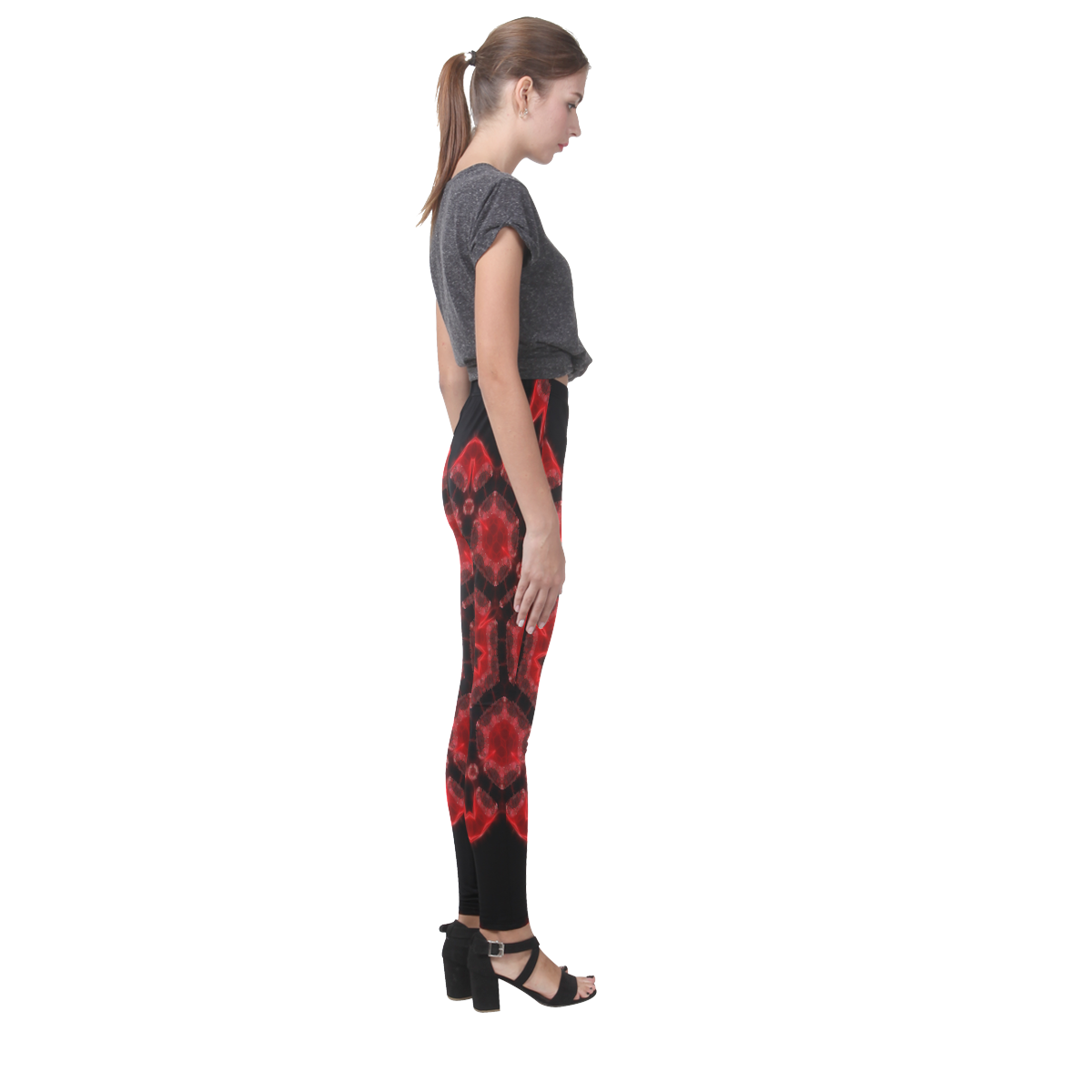 Red Alaun Mandala Cassandra Women's Leggings (Model L01)
