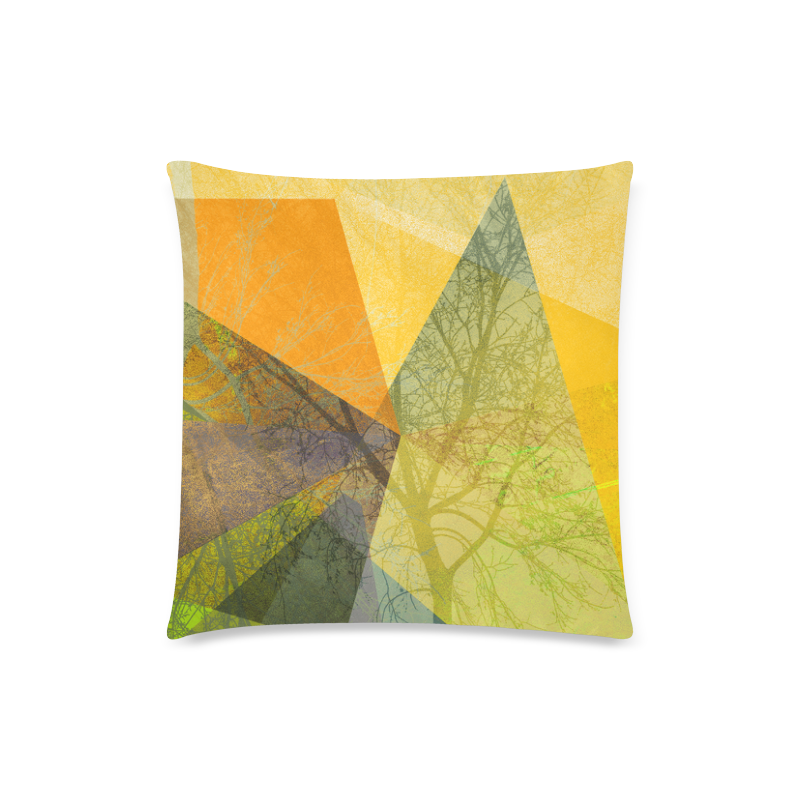 P24-F_Trees and Triangles yellow green design Custom Zippered Pillow Case 18"x18" (one side)