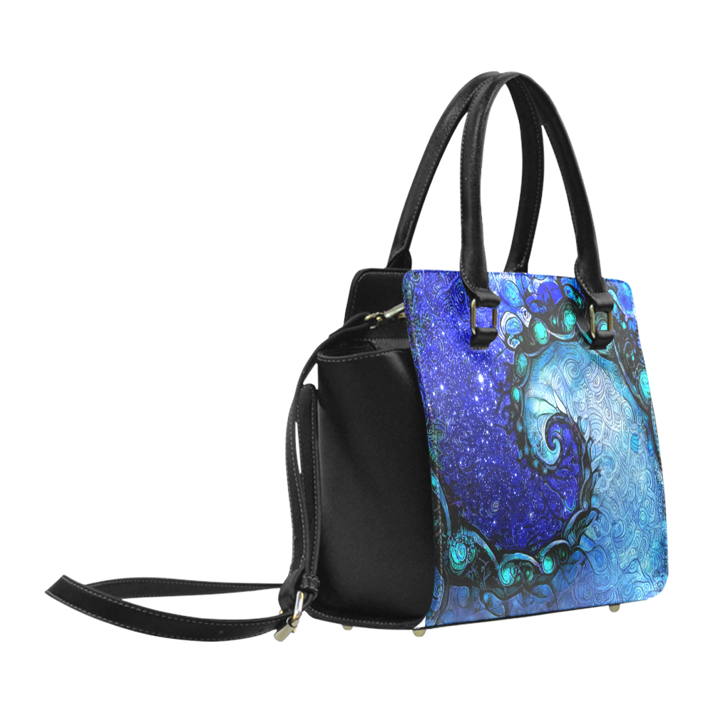 Scorpio Spiral Shoulder Handbag -- Nocturne of Scorpio Fractal Astrology Classic Shoulder Handbag (Model 1653)
