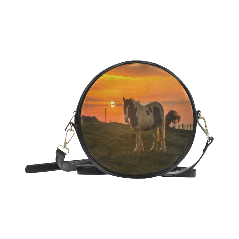 Sunset Horse Round Sling Bag (Model 1647)