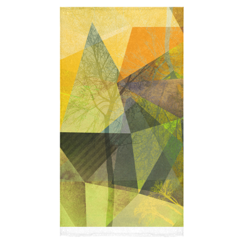 P24_Trees and Triangles green yellow Bath Towel 30"x56"