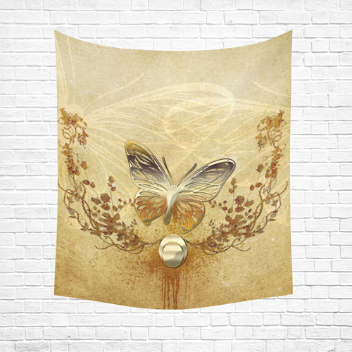 Wonderful golden butterflies Cotton Linen Wall Tapestry 51"x 60"