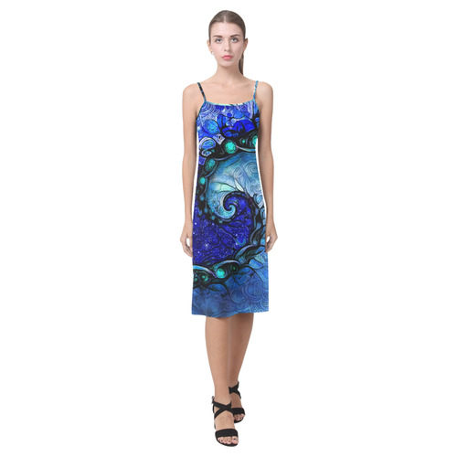 Scorpio Spiral Slip Dress -- Nocturne of Scorpio Fractal Astrology Alcestis Slip Dress (Model D05)