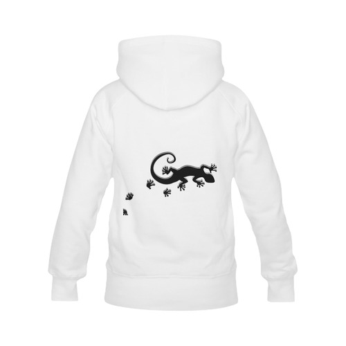 RUNNING GECKO with footsteps black Women's Classic Hoodies (Model H07)