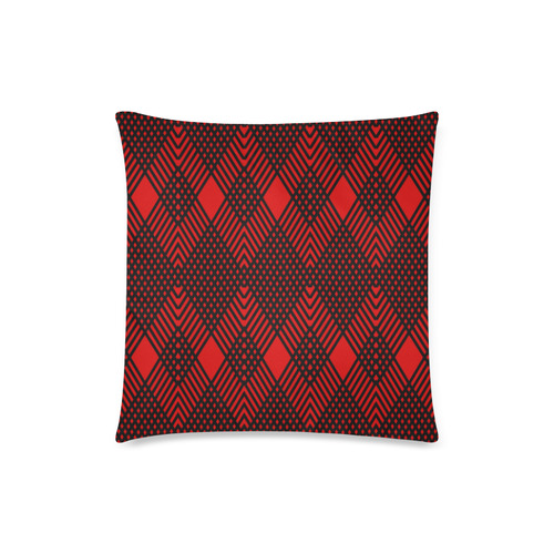 Red and black geometric  pattern,  with rombs. Custom Zippered Pillow Case 18"x18" (one side)