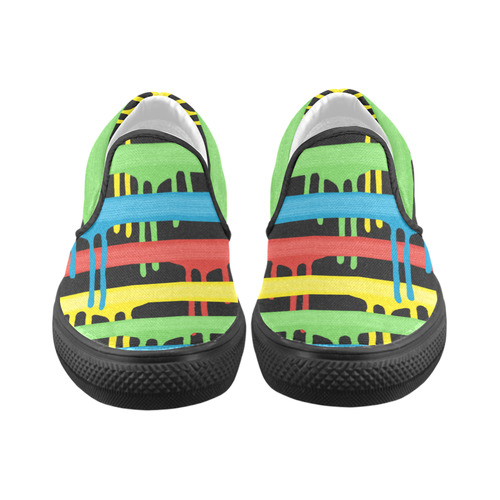 Colorful Rainbow Strokes of the Brush Men's Unusual Slip-on Canvas Shoes (Model 019)