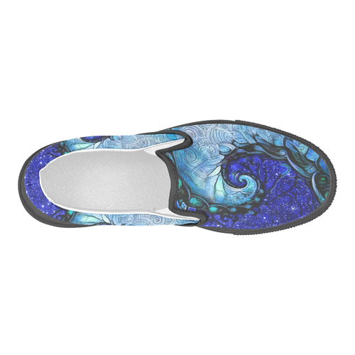 Scorpio Spiral Canvas Slip-ons for Men -- Nocturne of Scorpio Fractal Astrology Men's Slip-on Canvas Shoes (Model 019)