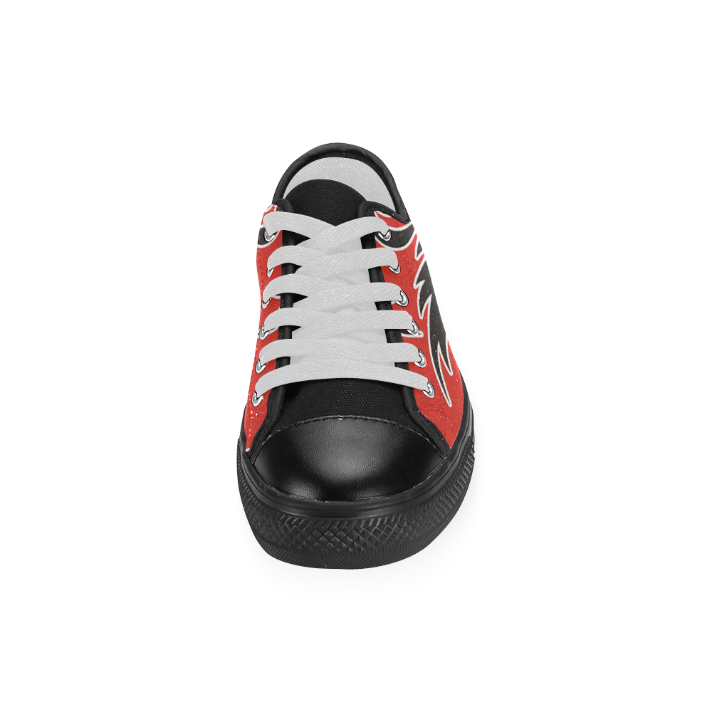 Sun Dragon with Pearl - black Red White Women's Classic Canvas Shoes (Model 018)