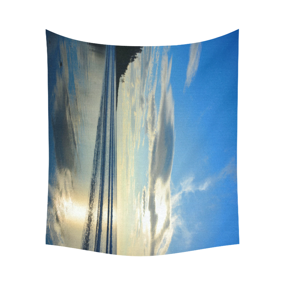 Silver reflections Cotton Linen Wall Tapestry 60"x 51"