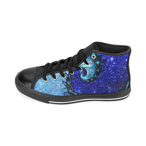 Scorpio Spiral Black High Tops for Men -- Nocturne of Scorpio Fractal Astrology Men’s Classic High Top Canvas Shoes /Large Size (Model 017)