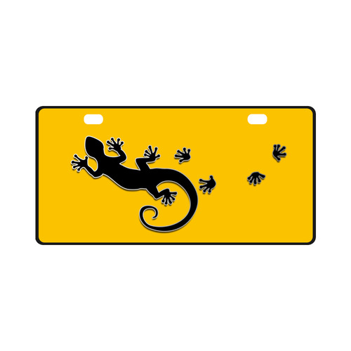 RUNNING GECKO with footsteps black License Plate