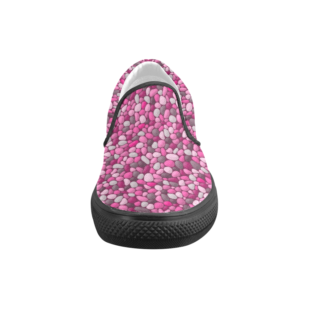 Pink Abstract Pebbles Mosaic by ArtformDesigns Women's Unusual Slip-on Canvas Shoes (Model 019)