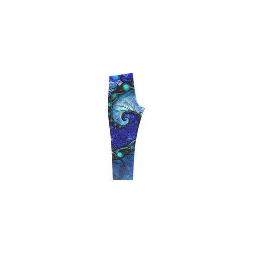 Scorpio Spiral Capri Leggings -- Nocturne of Scorpio Fractal Astrology Capri Legging (Model L02)