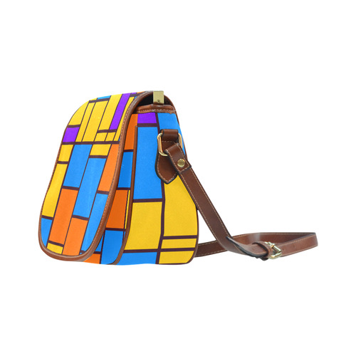 Shapes in retro colors Saddle Bag/Large (Model 1649)