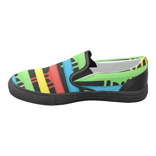 Colorful Rainbow Strokes of the Brush Men's Unusual Slip-on Canvas Shoes (Model 019)