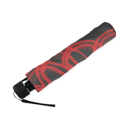 red mandala black umbrella Foldable Umbrella (Model U01)