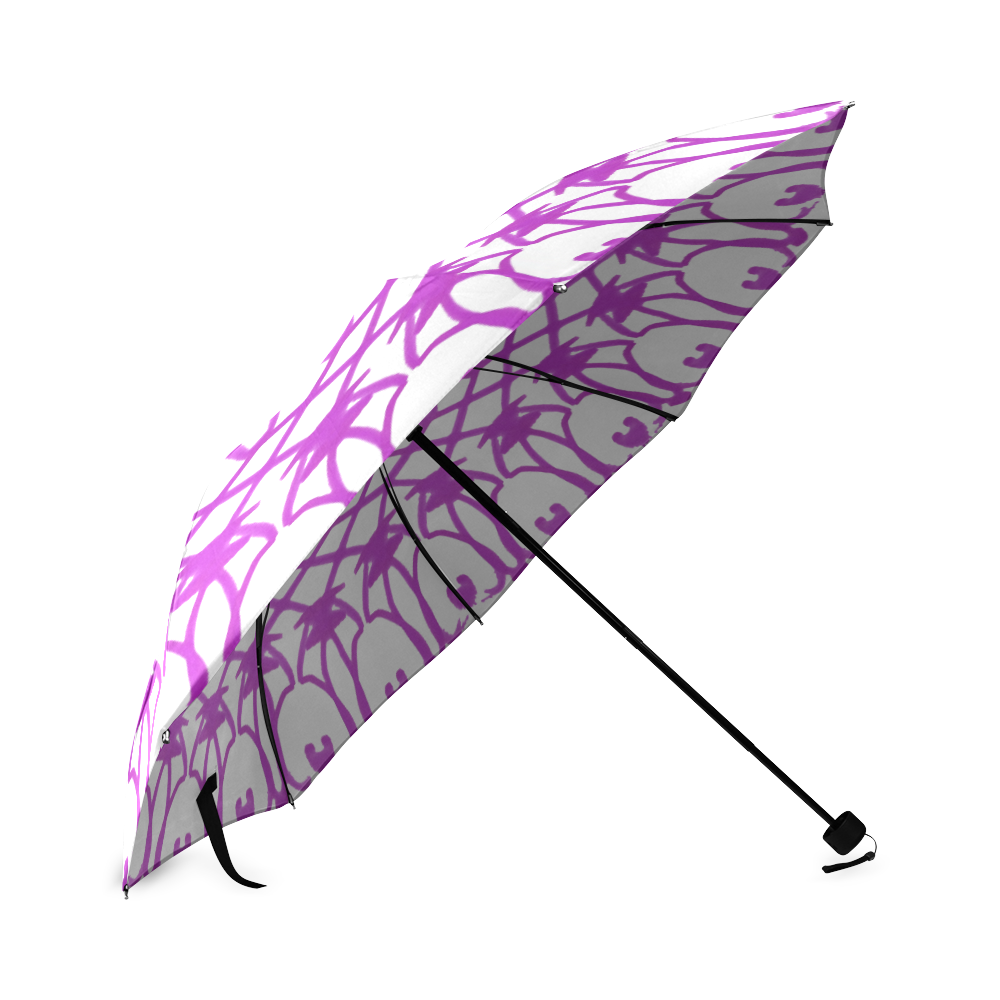 purple dream mandala white umbrella Foldable Umbrella (Model U01)