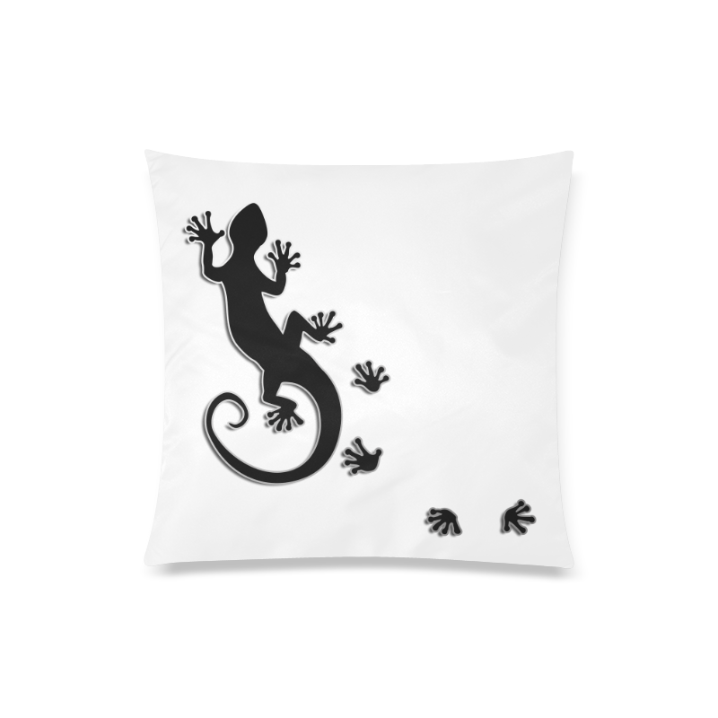 RUNNING GECKO with footsteps black Custom Zippered Pillow Case 20"x20"(Twin Sides)
