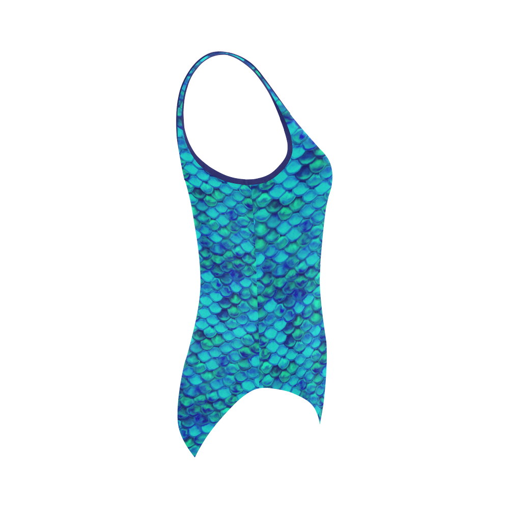 Green Mermaid Skin Pattern Vest One Piece Swimsuit (Model S04)