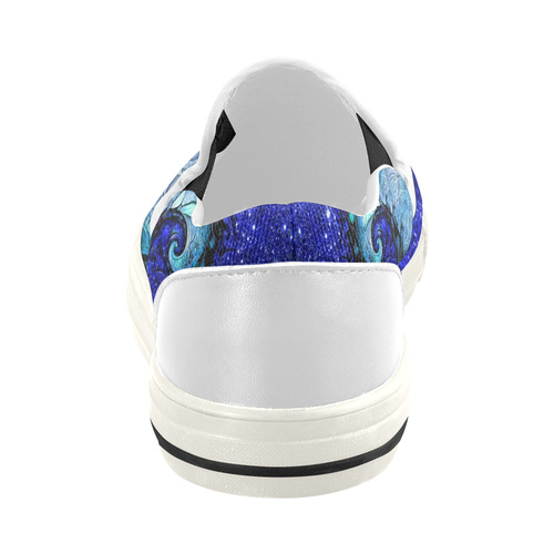 White Canvas Slip-Ons for Women -- Nocturne of Scorpio Fractal Astrology Women's Slip-on Canvas Shoes (Model 019)