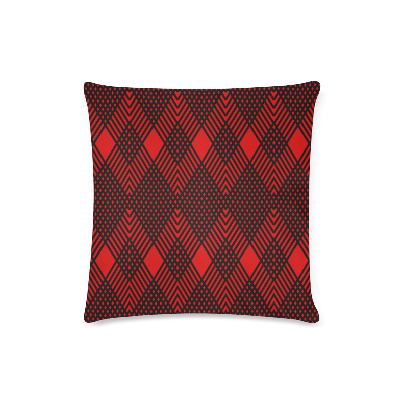 Red and black geometric  pattern,  with rombs. Custom Zippered Pillow Case 16"x16" (one side)