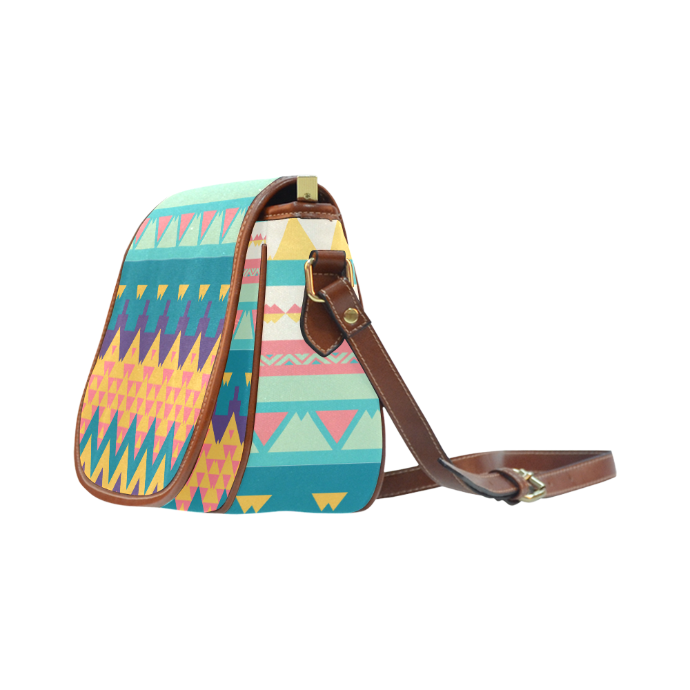 Pastel tribal design Saddle Bag/Large (Model 1649)