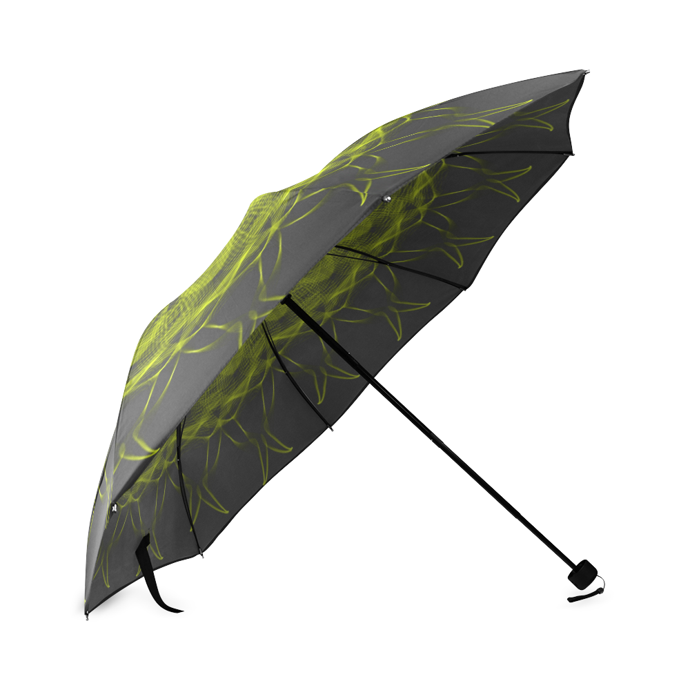 yellow sun black umbrella Foldable Umbrella (Model U01)