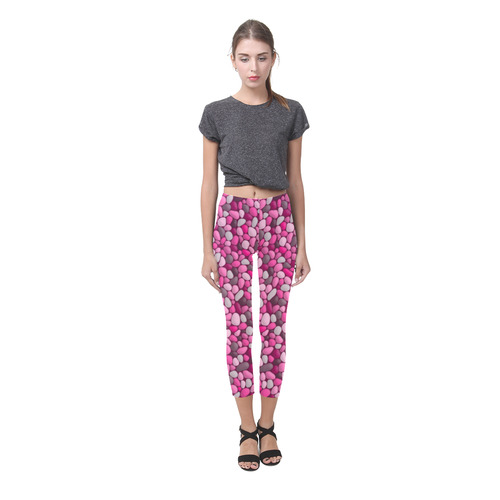 Pink Abstract Pebbles Mosaic by ArtformDesigns Capri Legging (Model L02)