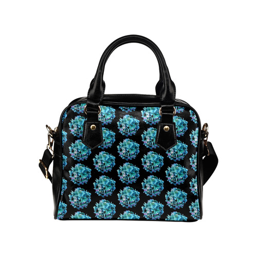 Green Blue Hydrangea Pattern Shoulder Handbag (Model 1634)