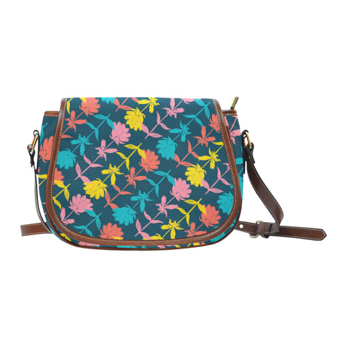 Colorful Floral Pattern Saddle Bag/Large (Model 1649)