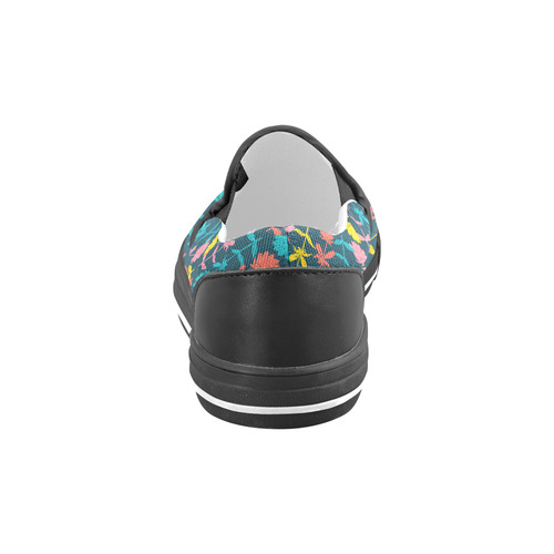 Colorful Floral Pattern Men's Slip-on Canvas Shoes (Model 019)