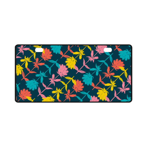 Colorful Floral Pattern License Plate