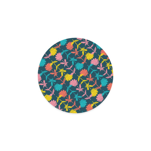 Colorful Floral Pattern Round Coaster