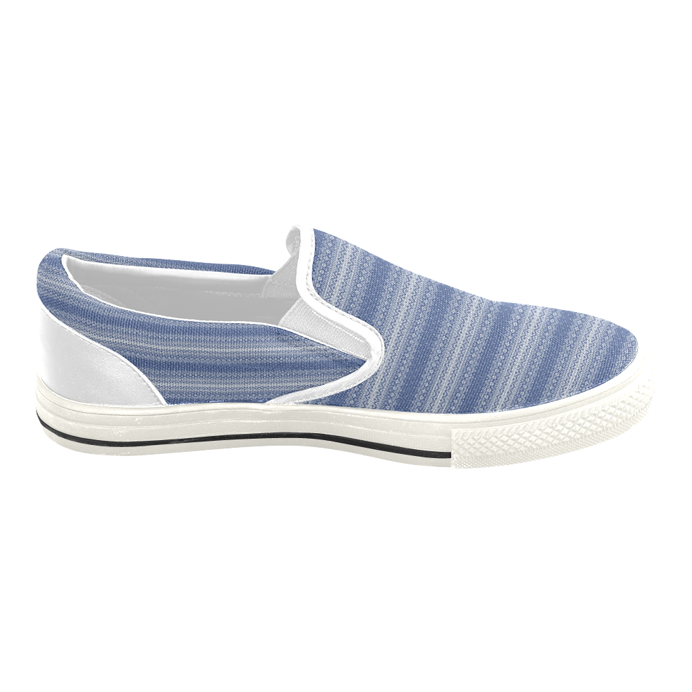 Knittet Stripes Design Men's Unusual Slip-on Canvas Shoes (Model 019)