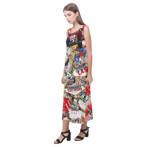 Las Vegas Icons - Gamblers Delight Phaedra Sleeveless Open Fork Long Dress (Model D08)