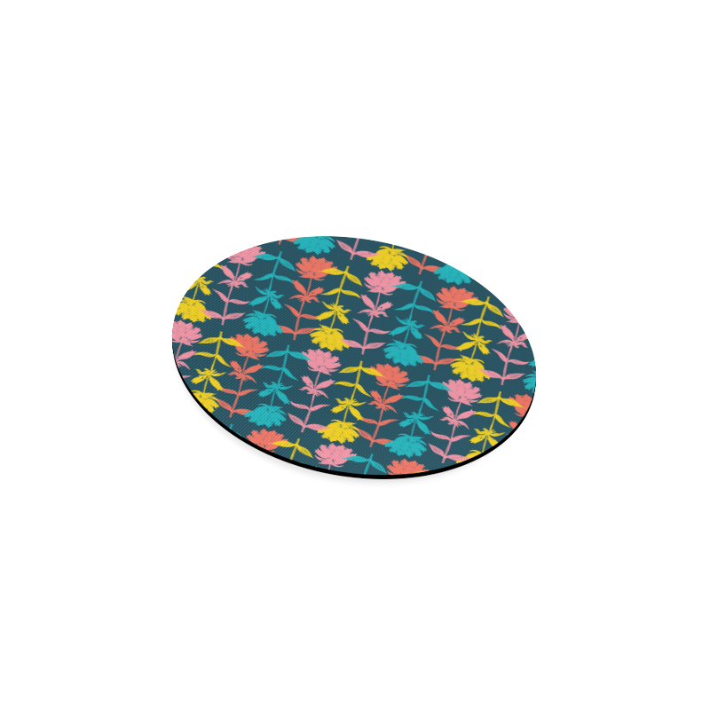 Colorful Floral Pattern Round Coaster