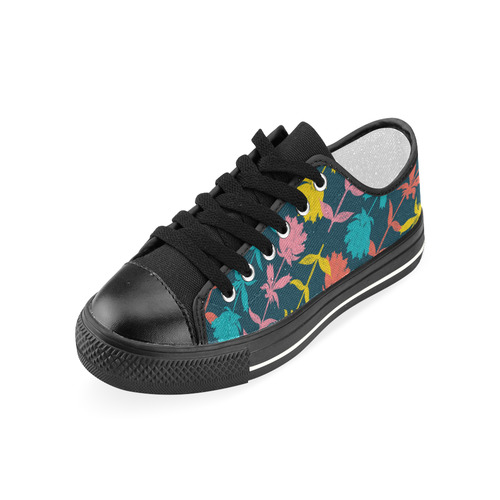 Colorful Floral Pattern Women's Classic Canvas Shoes (Model 018)