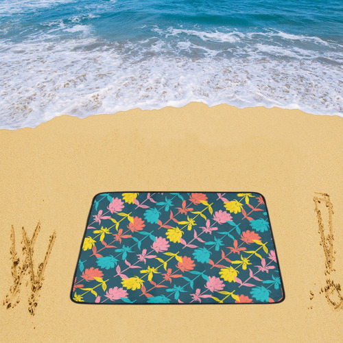 Colorful Floral Pattern Beach Mat 78"x 60"