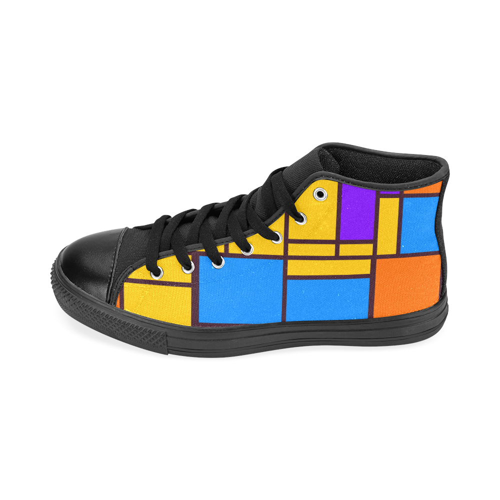 Shapes in retro colors Men’s Classic High Top Canvas Shoes /Large Size (Model 017)