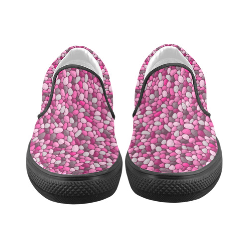Pink Abstract Pebbles Mosaic by ArtformDesigns Women's Unusual Slip-on Canvas Shoes (Model 019)